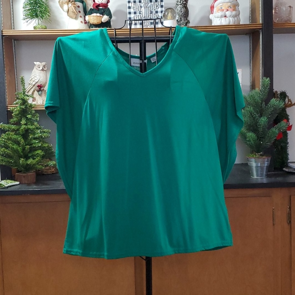 Green V-neck top